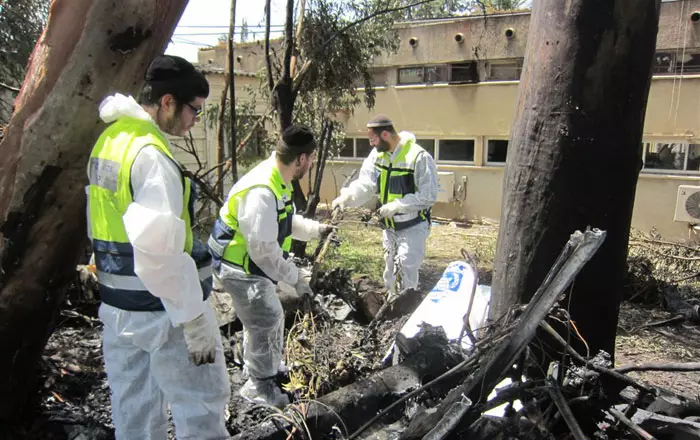 זירת ההתרסקות סמוך לבית הספר הטכני בחיפה