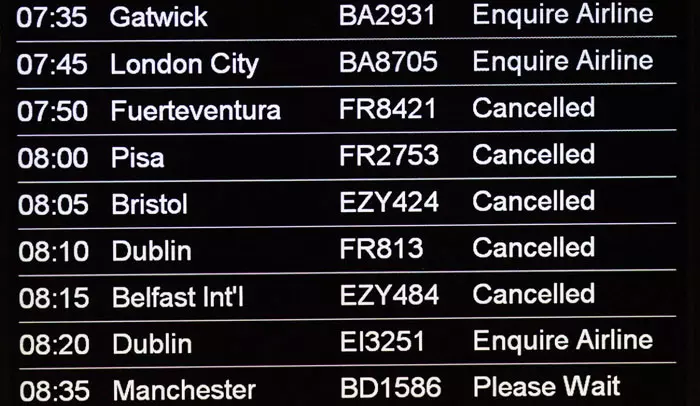 טיסות מבוטלות בשדה התעופה באדינבורו, הבוקר