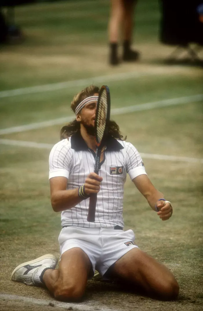 ביורן בורג טניסאי שבדי חוגג בטורניר ווימבלדון 1980