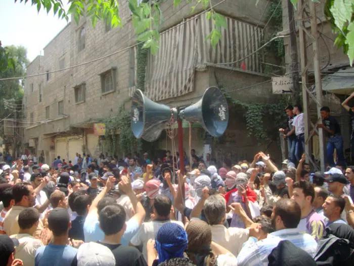 הפגנות לפני שבוע סמוך לדמשק