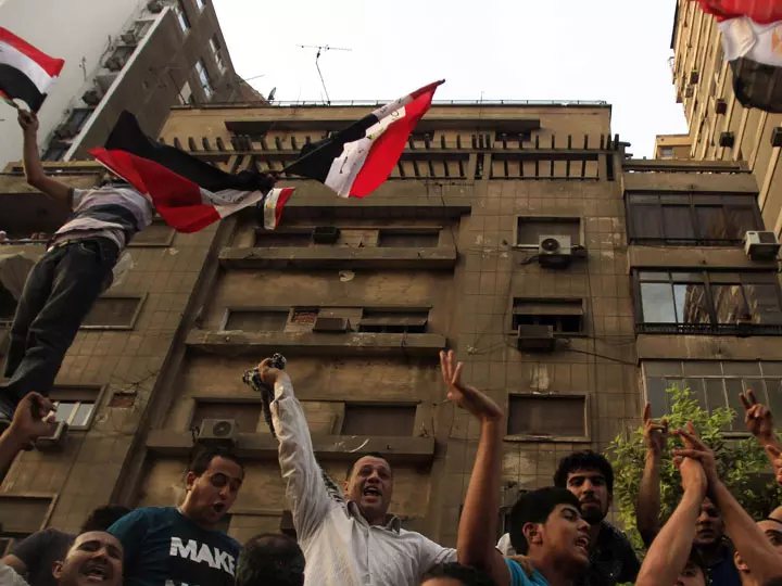 מפגינים מול שגרירות ישראל בקהיר, בספטמבר האחרון