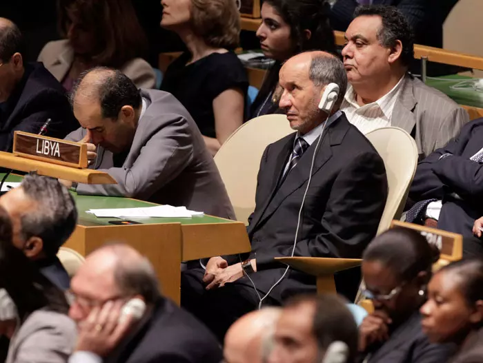 ראש מועצת המורדים, מוסטפא עבד אל-ג'ליל, בראש משלחת לוב, אתמול בעצרת האו"ם
