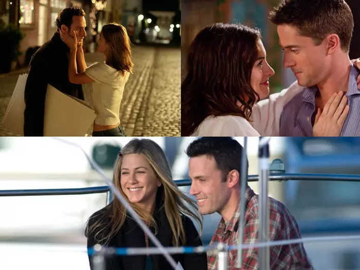 מתוך הסרטים "אהבה זה כל הסיפור", הוא פשוט לא בקטע שלך" ו"יום האהבה"