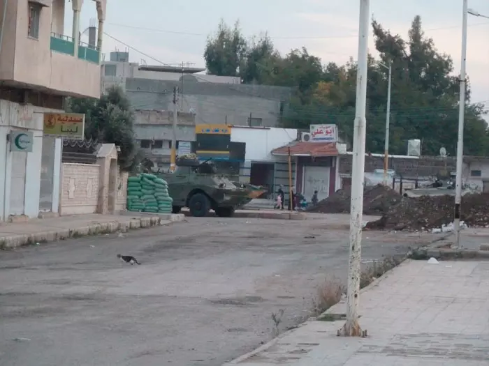 טנק של צבא סוריה, אתמול בעיירה חולה הסמוכה לחומס