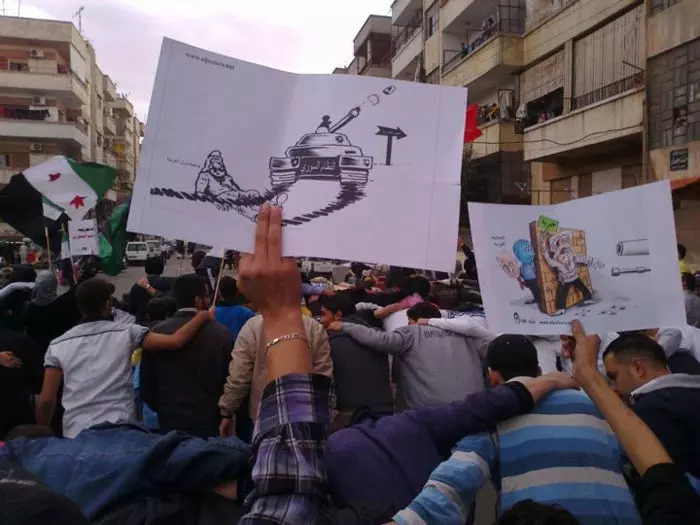 הפגנה נגד שלטון אסד בעיר חומס, סוריה, דצמבר 2011