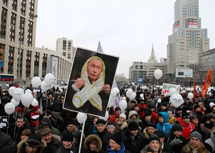הפגנה נגד שלטון פוטין בבירת רוסיה, מוסקבה, 24 בדצמבר 2011