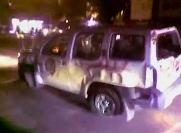 רכב המשקיפים שהותקף, מתוך סרטון שהועלה לרשת