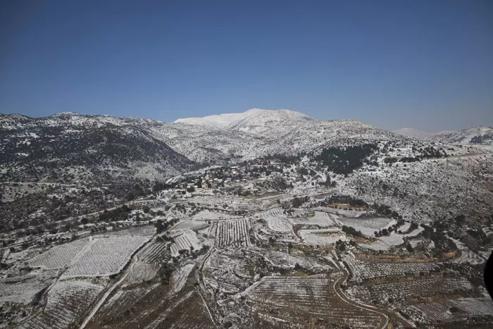 צילומי מסוק של החרמון המושלג, פברואר 2012