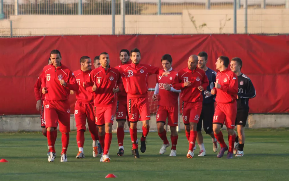 מתאוששים מהאירועים. שחקני הפועל תל אביב באימון הערב