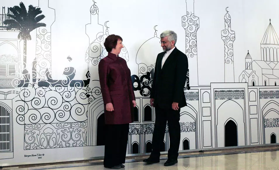 הנציג האירני, סעיד ג'לילי, והנציגה האירופית, קתרין אשטון, בשיחות הגרעין בבגדד בחודש שעבר