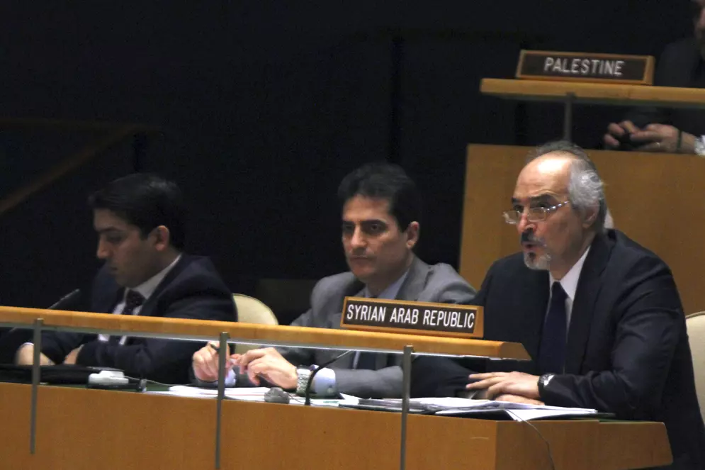 השגריר הסורי, ג'עפרי. אמש באו"ם
