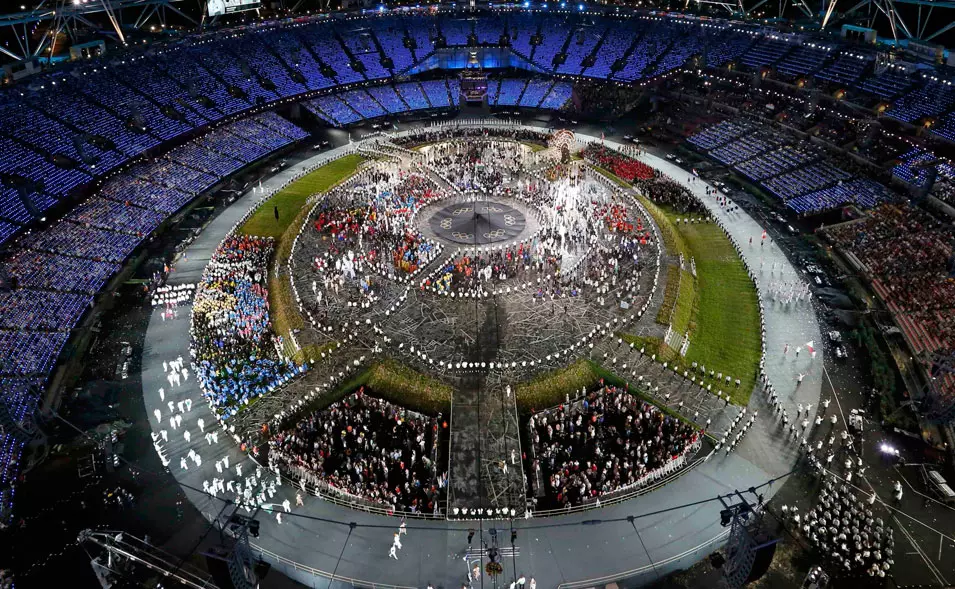 האצטדיון האולימפי בלונדון במהלך טקס הפתיחה של אולימפיאדת לונדון 2012
