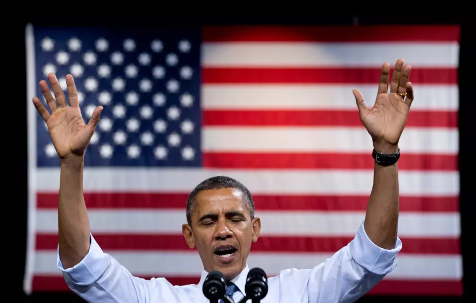 נשיא ארה"ב, ברק אובמה, בפיירפקס, וירג'יניה. 5 אוקטובר 2012