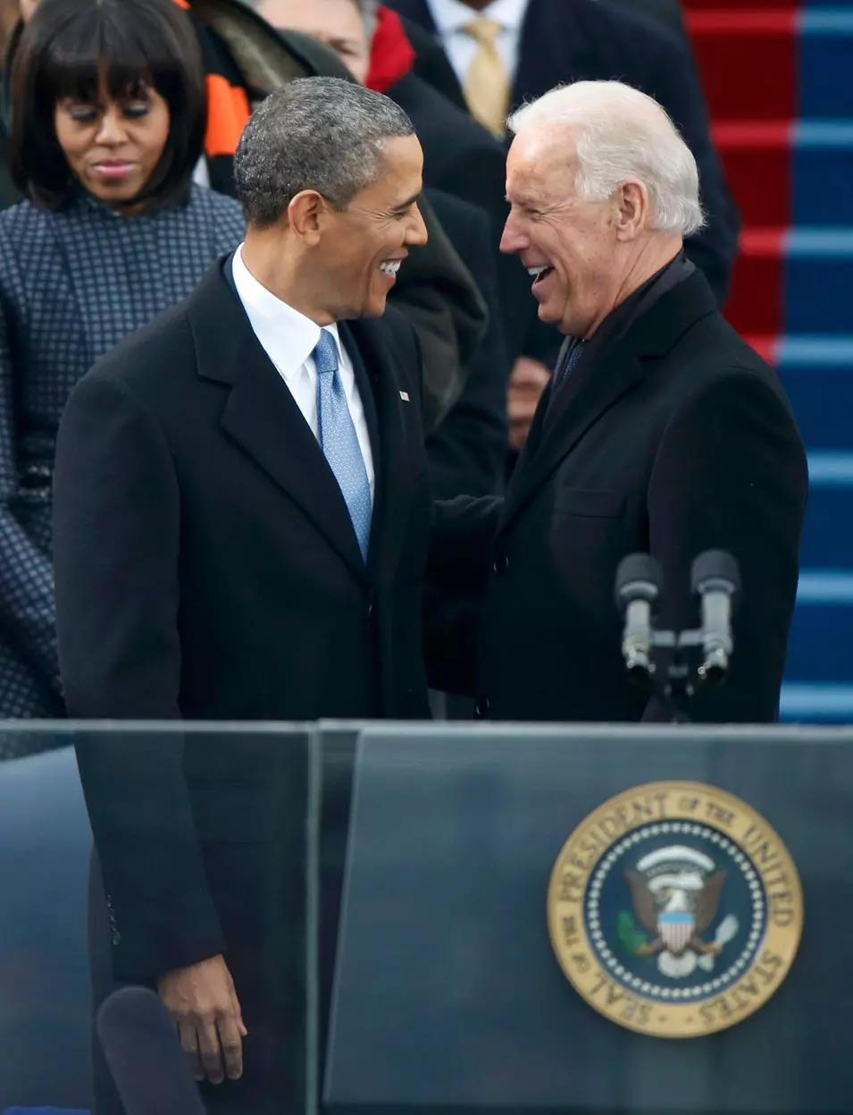 נשיא ארצות הברית ברק אובמה וסגנו ג'ו ביידן בהשבעתם מחדש בגבעת הקפיטול