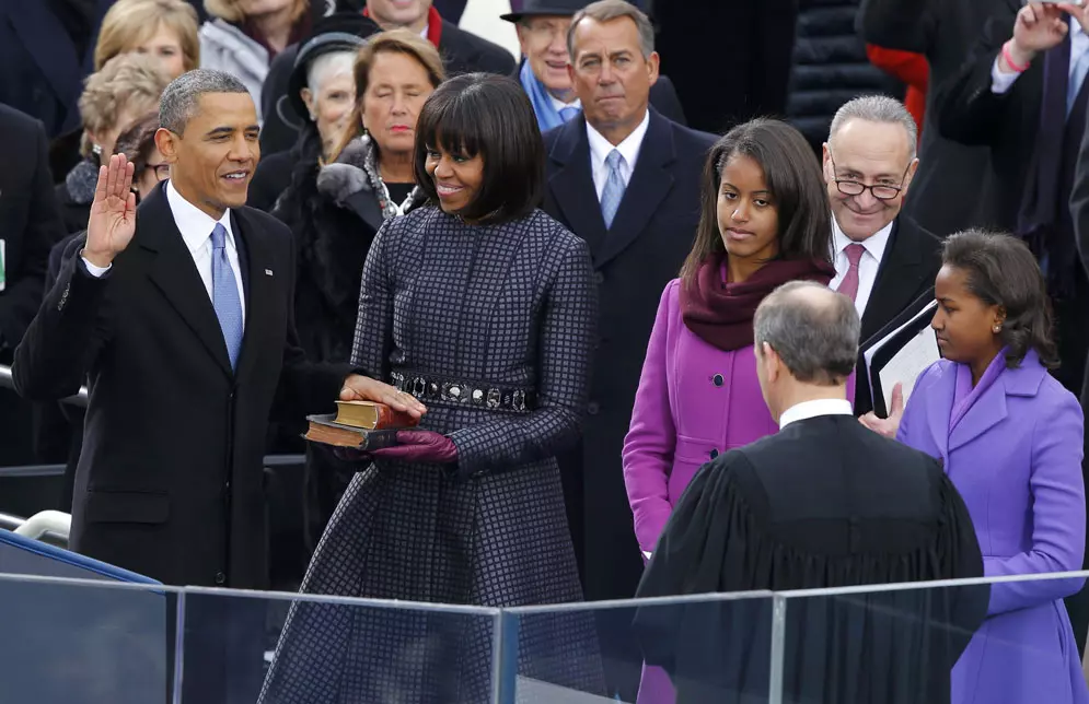 נשיא ארצות הברית ברק אובמה מושבע מחדש לתפקידו בגבעת הקפיטול בוושינגטון