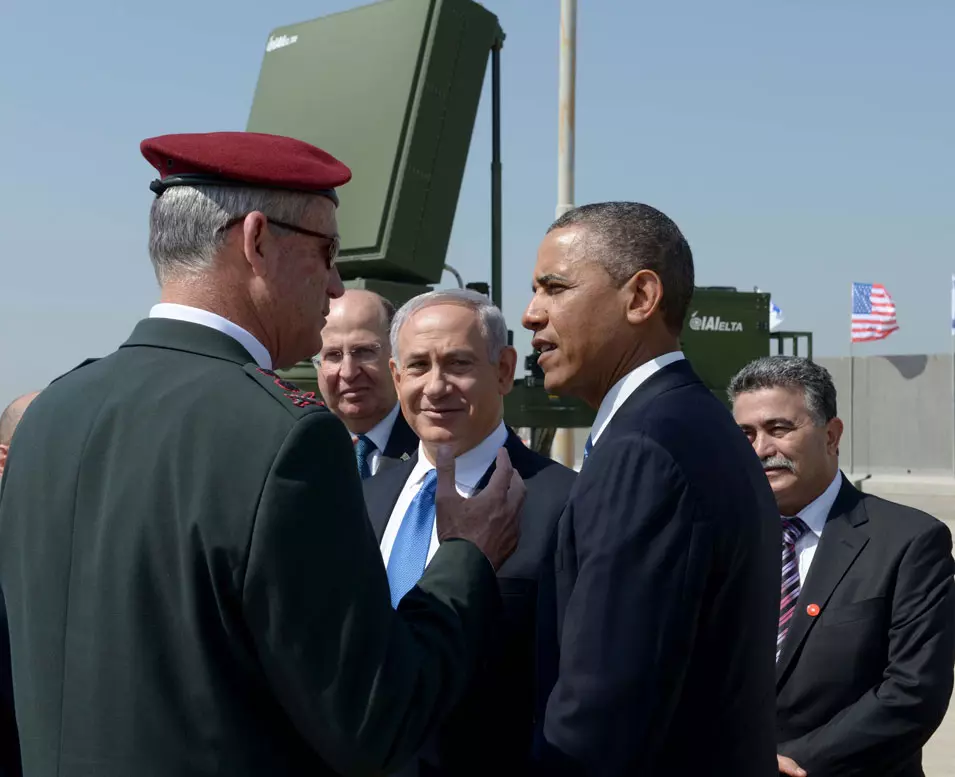 ברק אובמה ובנימין נתניהו בסיור בסוללת כיפת ברזל