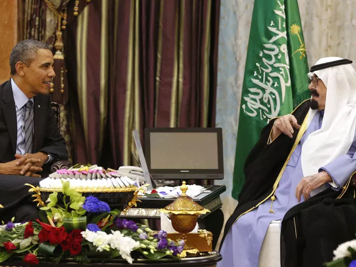 אובמה ועבדאללה מלך סעודיה