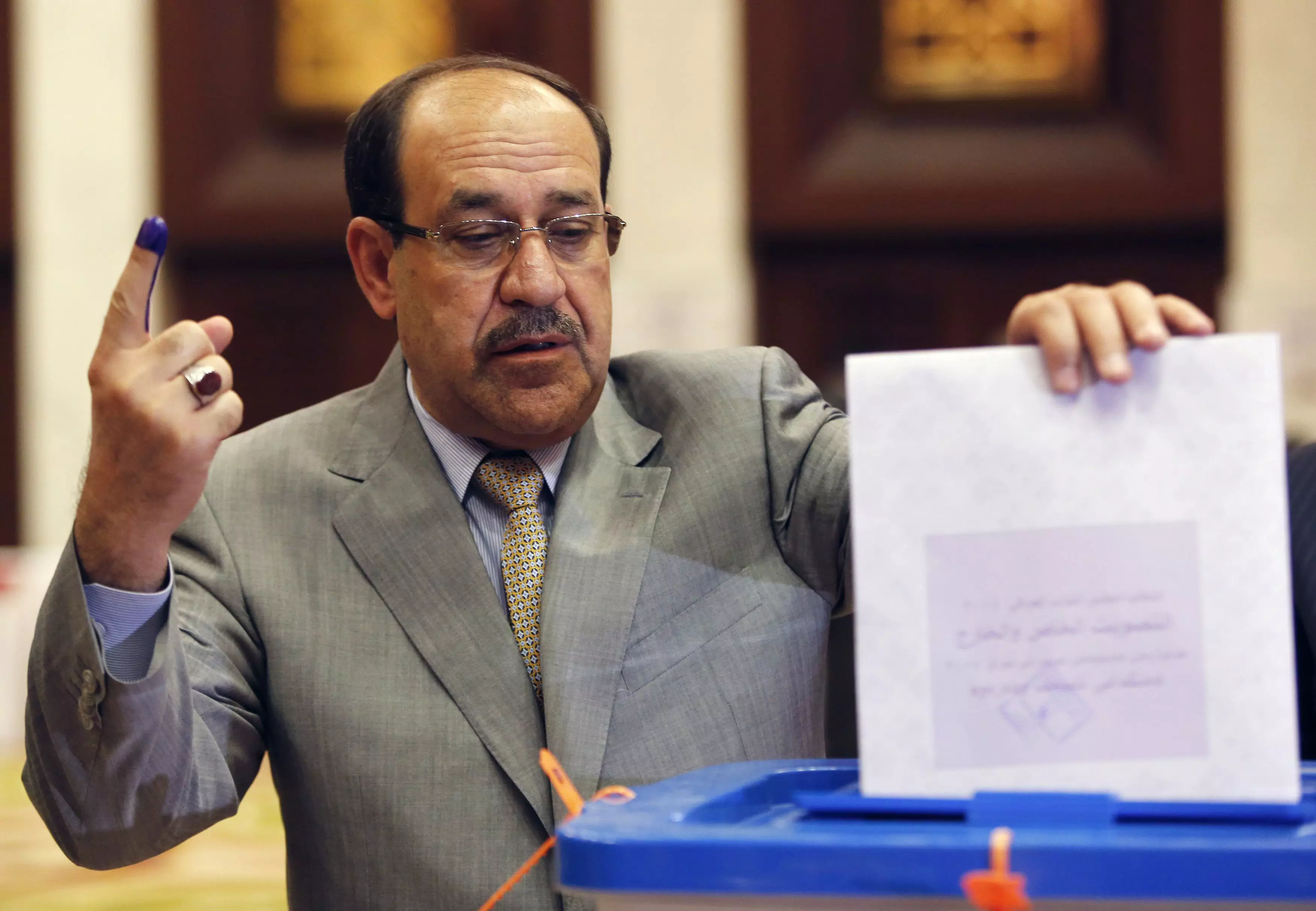 ראש ממשלת עיראק, מאליכי, מצביע בקלפי באפריל