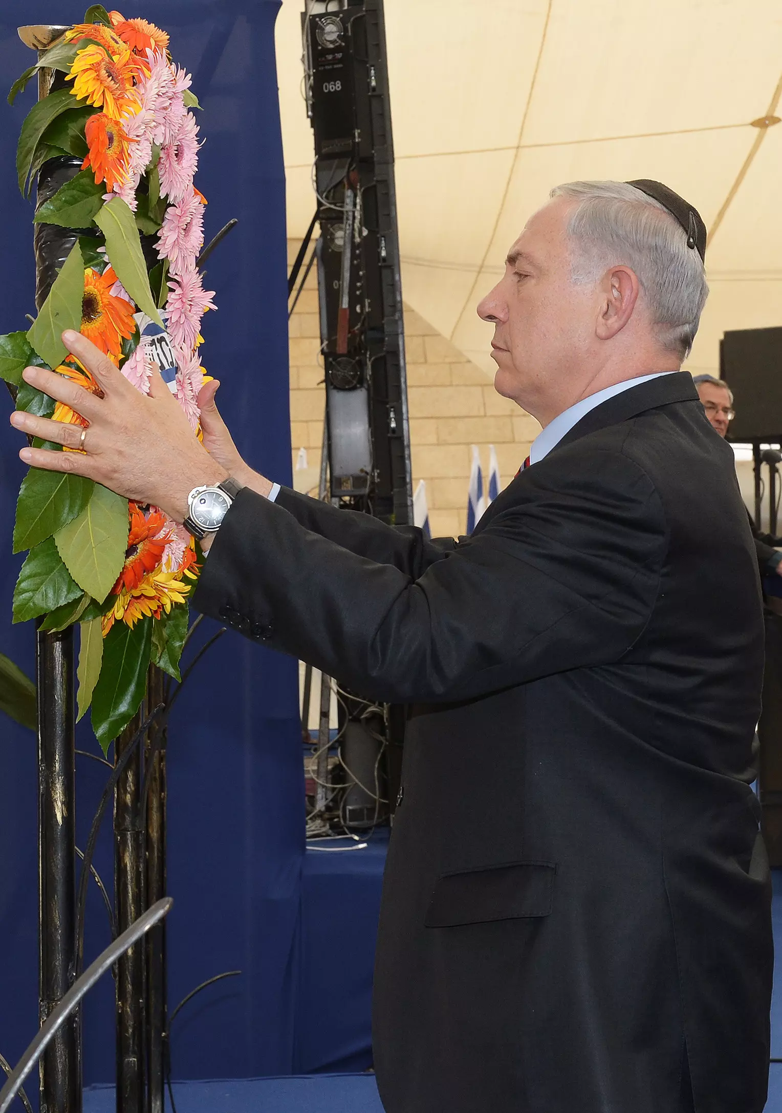 ראש הממשלה בנימין נתניהו בעצרת הזיכרון לחללי מערכות ישראל ביד לבנים בירושלים. 4 במאי 2014