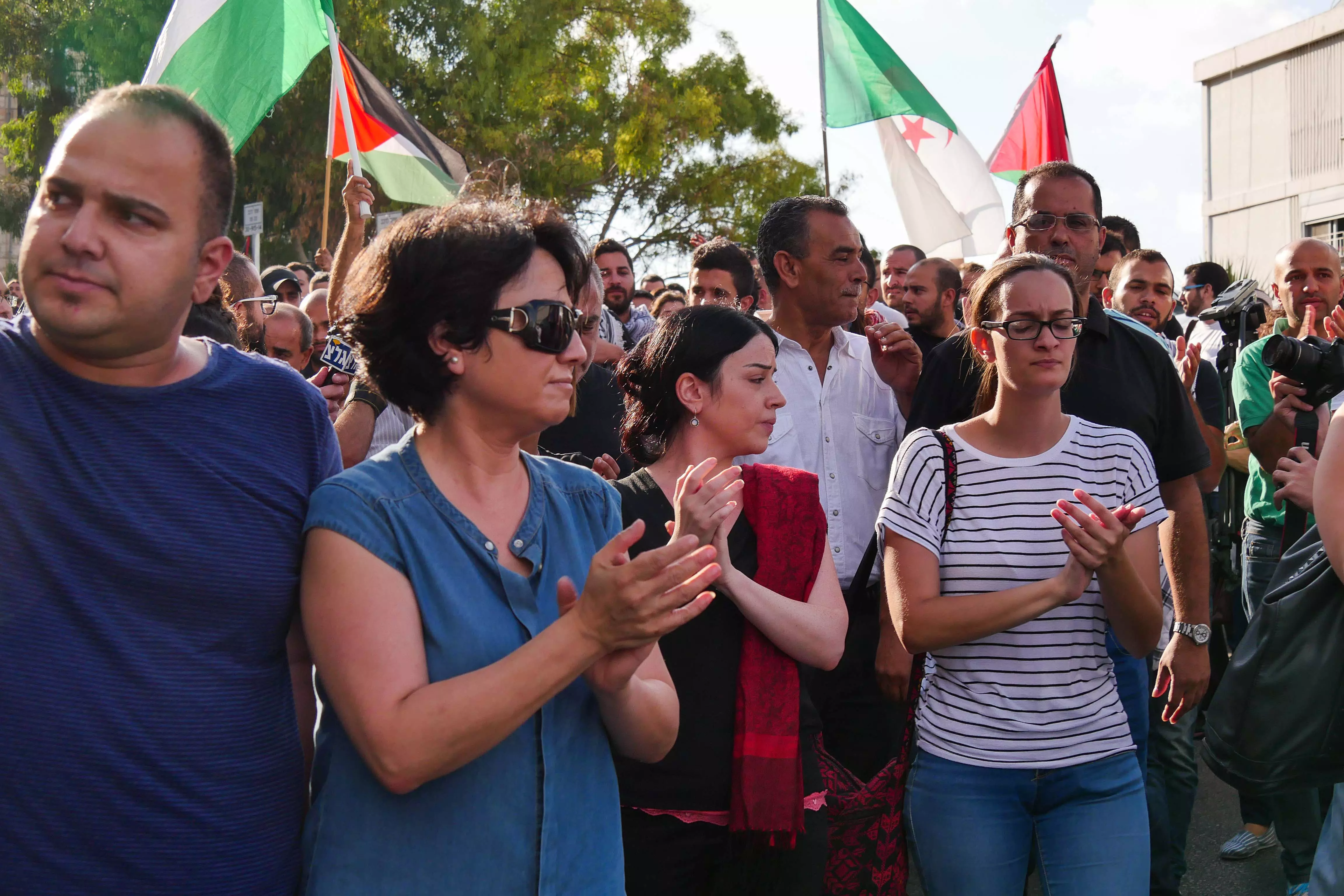 ח"כ חנין זועבי בהפגנה בחיפה, היום