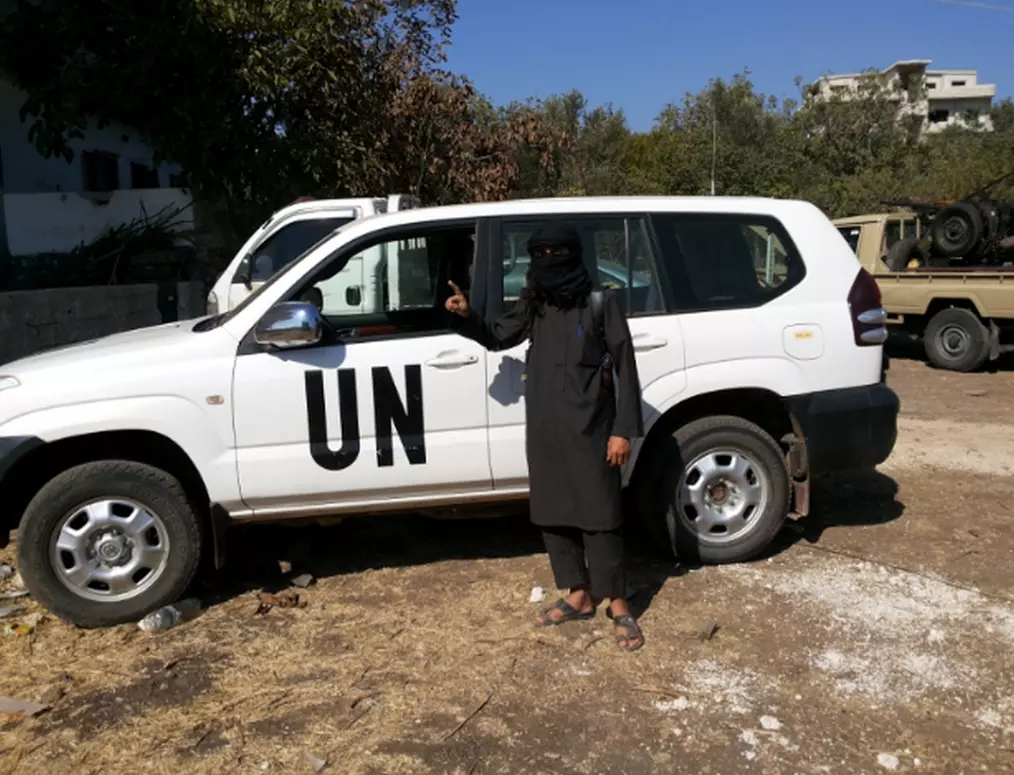 רכב של האו"ם שנלכד בגולן הסורי