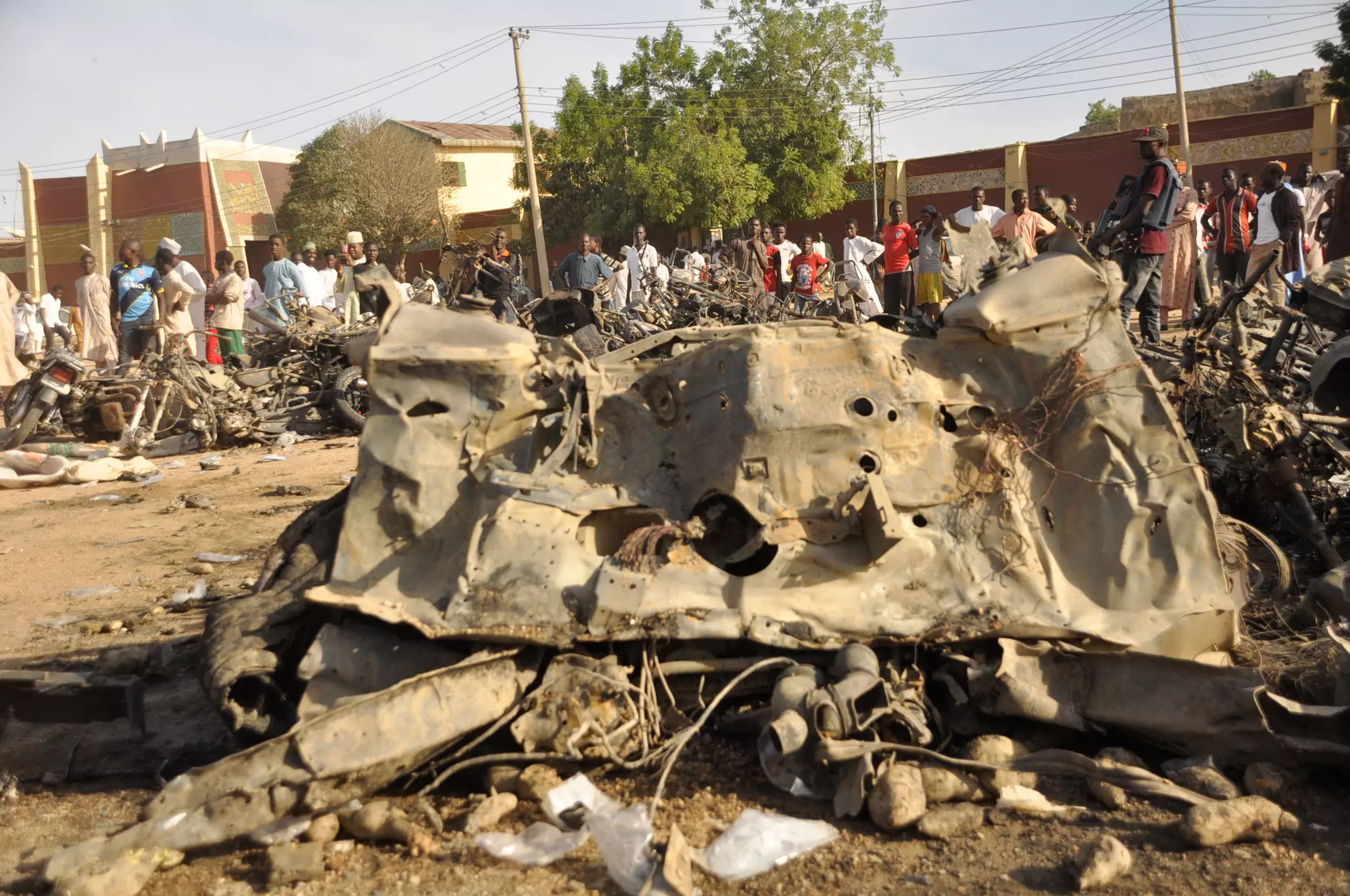 זירת פיגוע שביצע בוקו חראם בעיר קאנו שבניגריה, נובמבר 2014