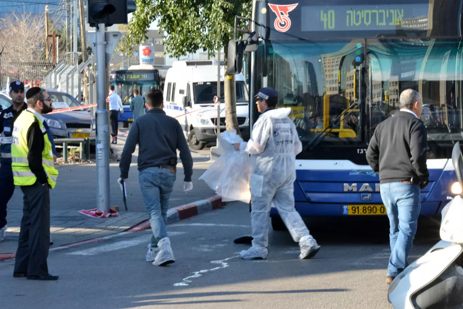 זירת הפיגוע בגשר מעריב, הבוקר