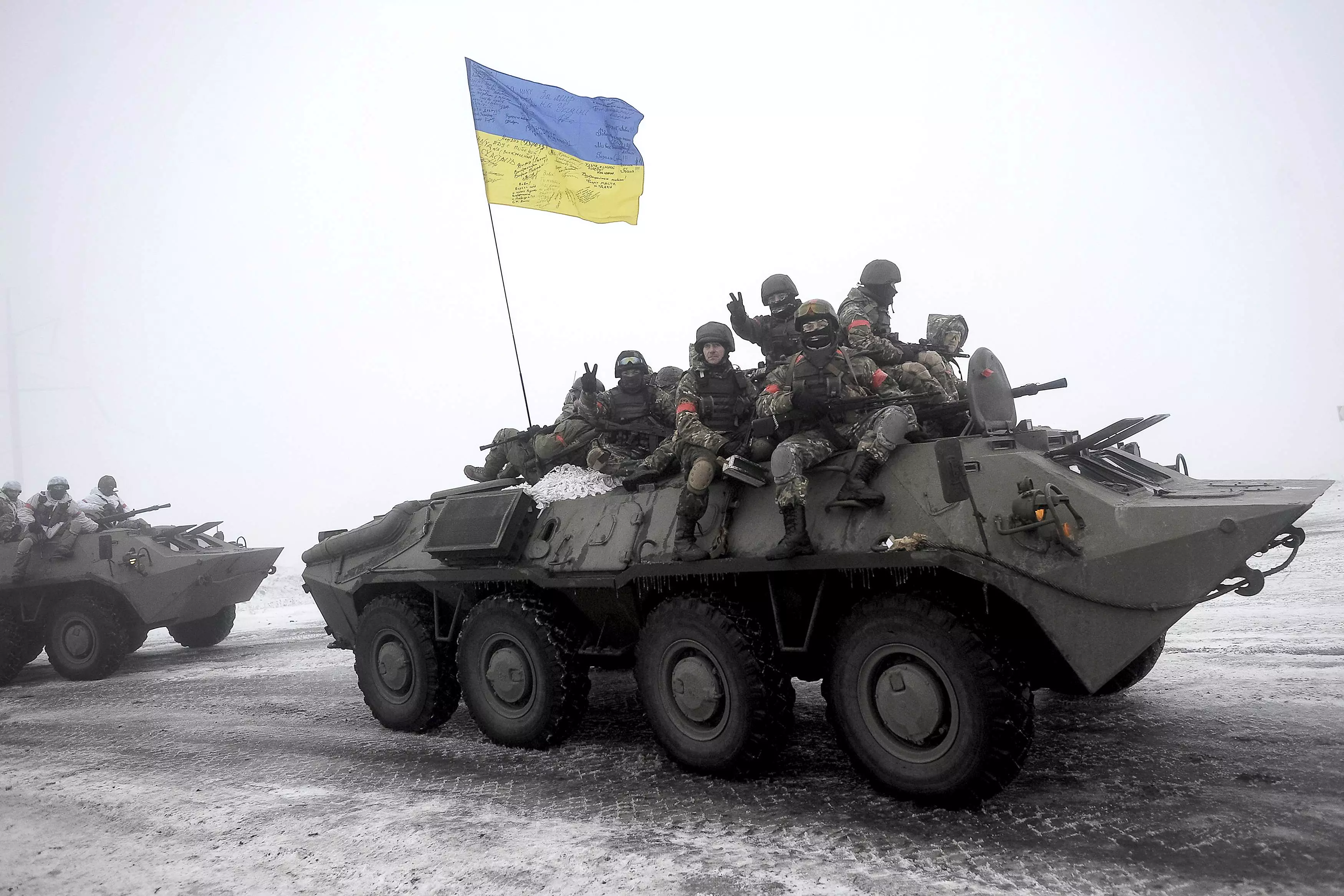 חיילי צבא אוקראינה בקרבת העיר לוהנסק במזרח המדינה, בחודש שעבר