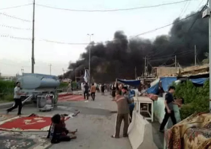 זירת הפיגוע בשוק בעיר חאן בני סעד