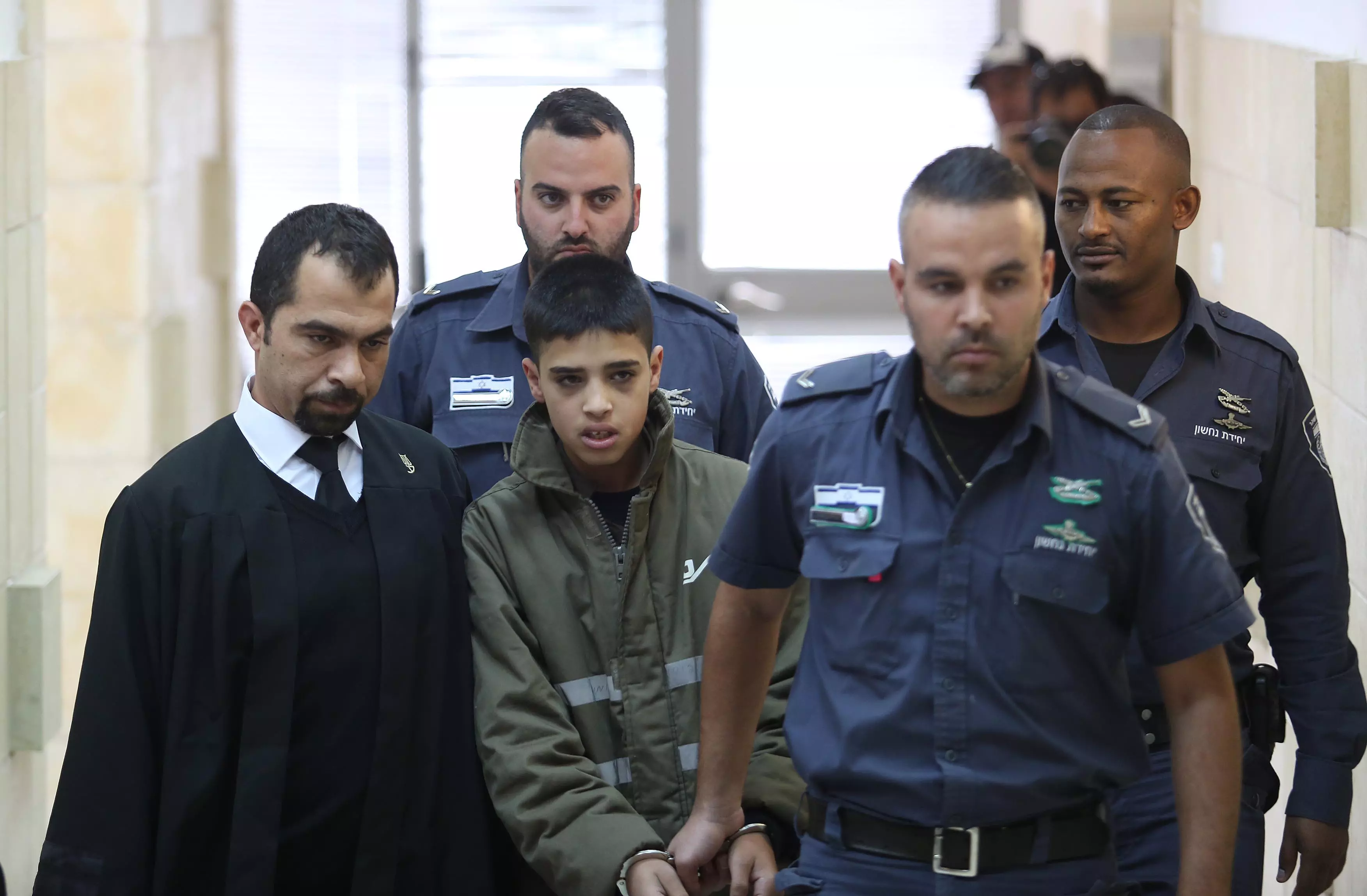 אחמד מנאסרה, המחבל בן ה-13, בבית המשפט המחוזי בירושלים