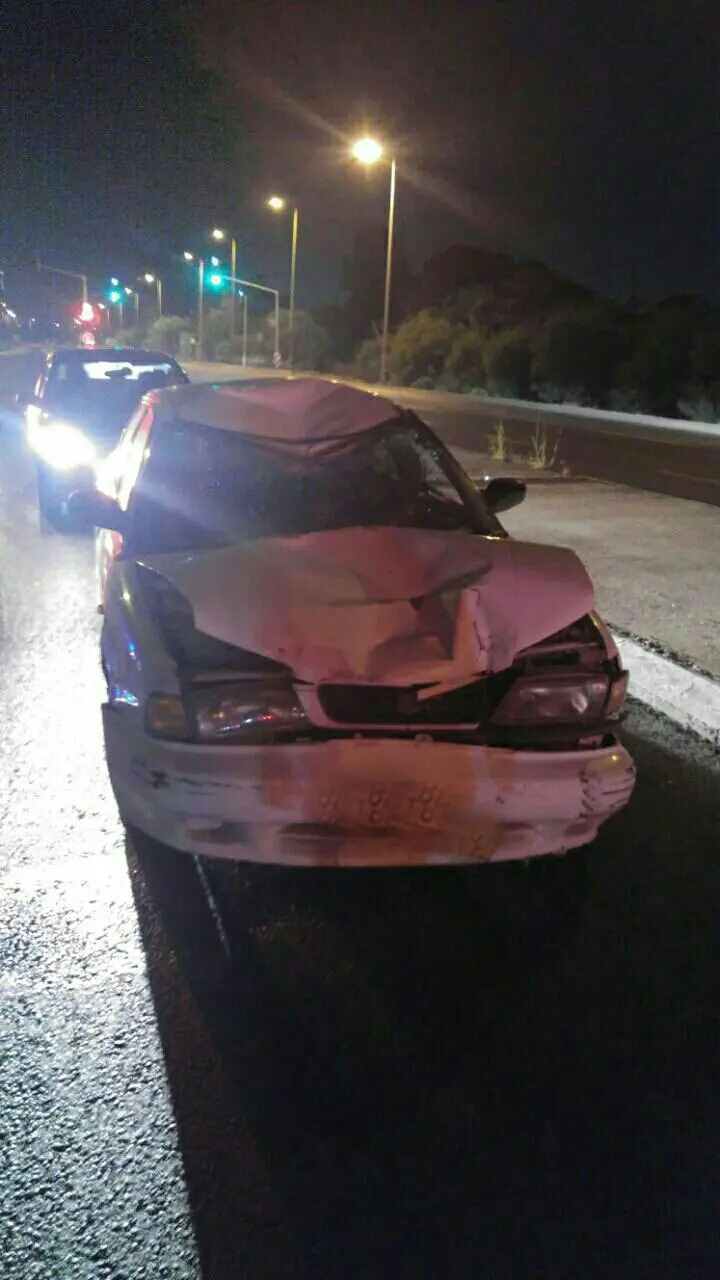 המכונית הפוגעת בזירת התאונה, אמש