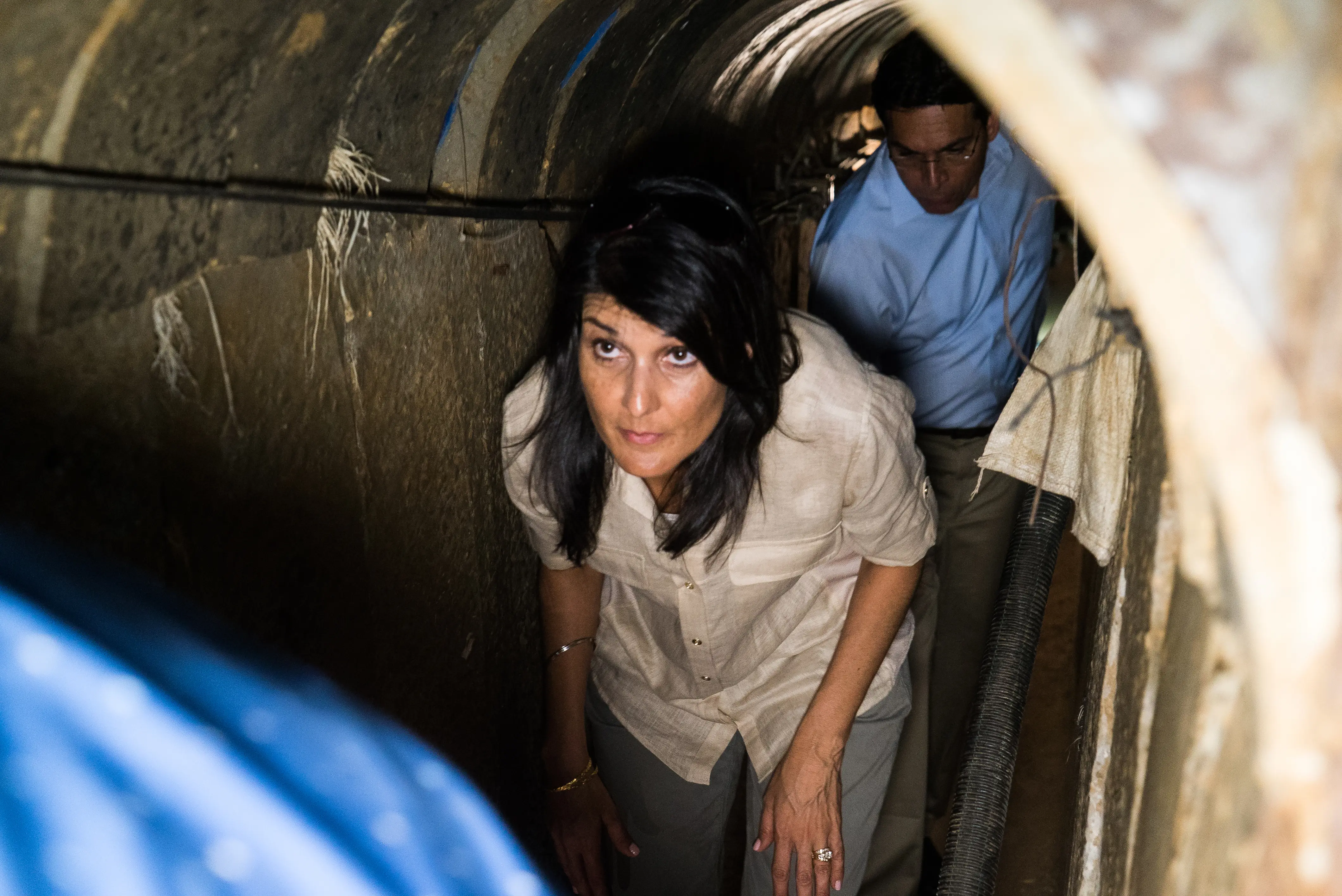 שגרירת ארה"ב באו"ם היילי במנהרה בעוטף עזה