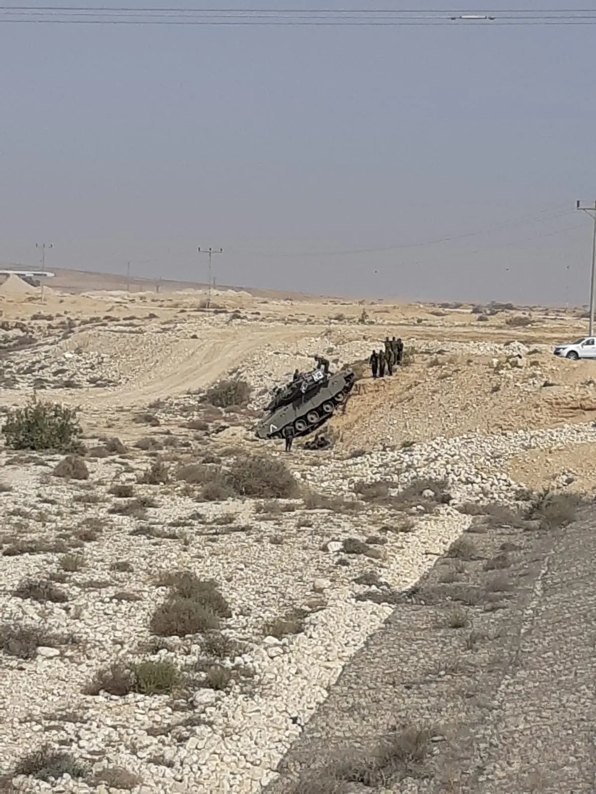 טנק המרכבה שהתהפך באזור ניצנה שבגבול מצרים, אפריל 2018