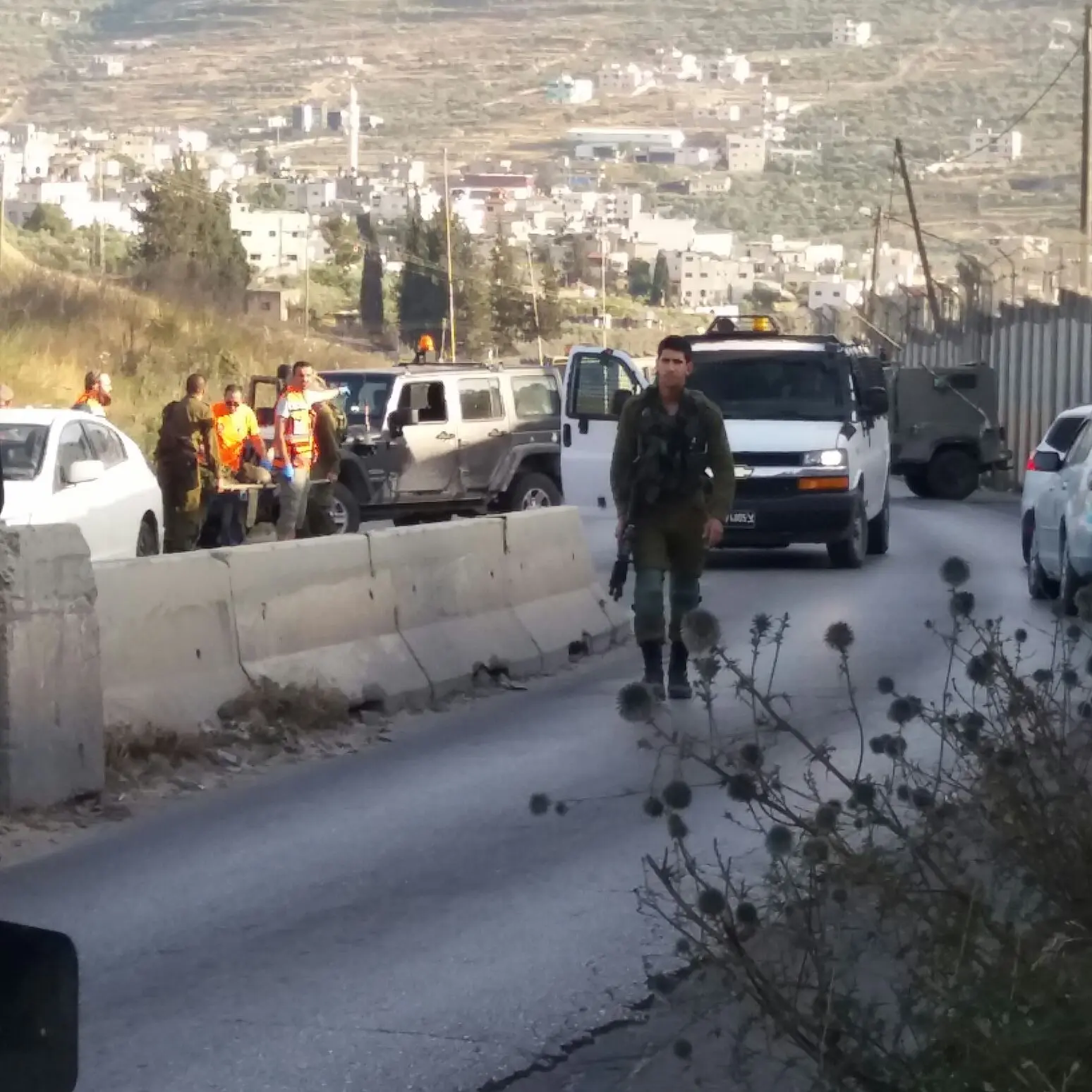 זירת ניסיון דריסה שבו נפצע חייל באורח קל סמוך לשבי שומרון, 11 במאי 2018