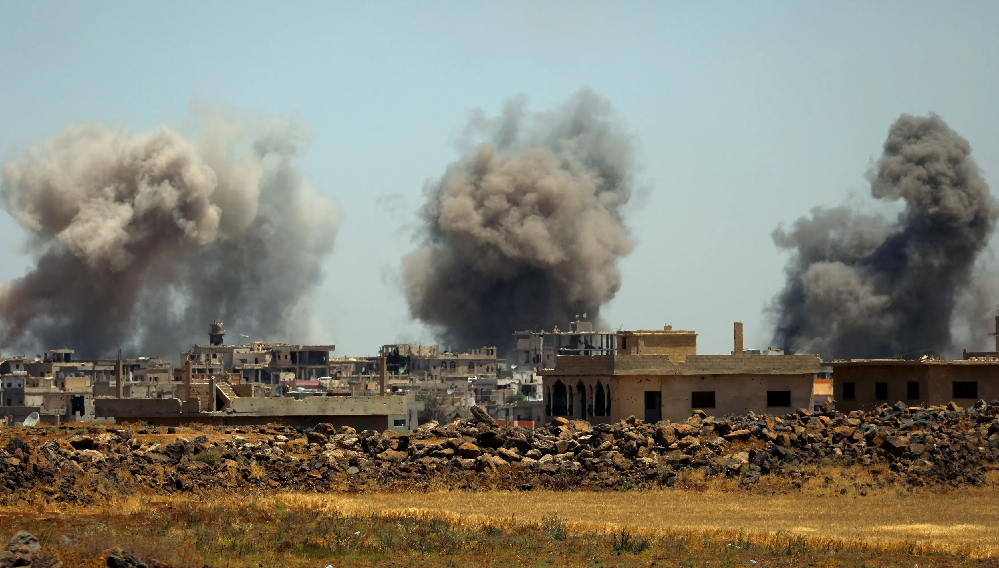 משטר אסד תוקף בדרעא בדרום סוריה