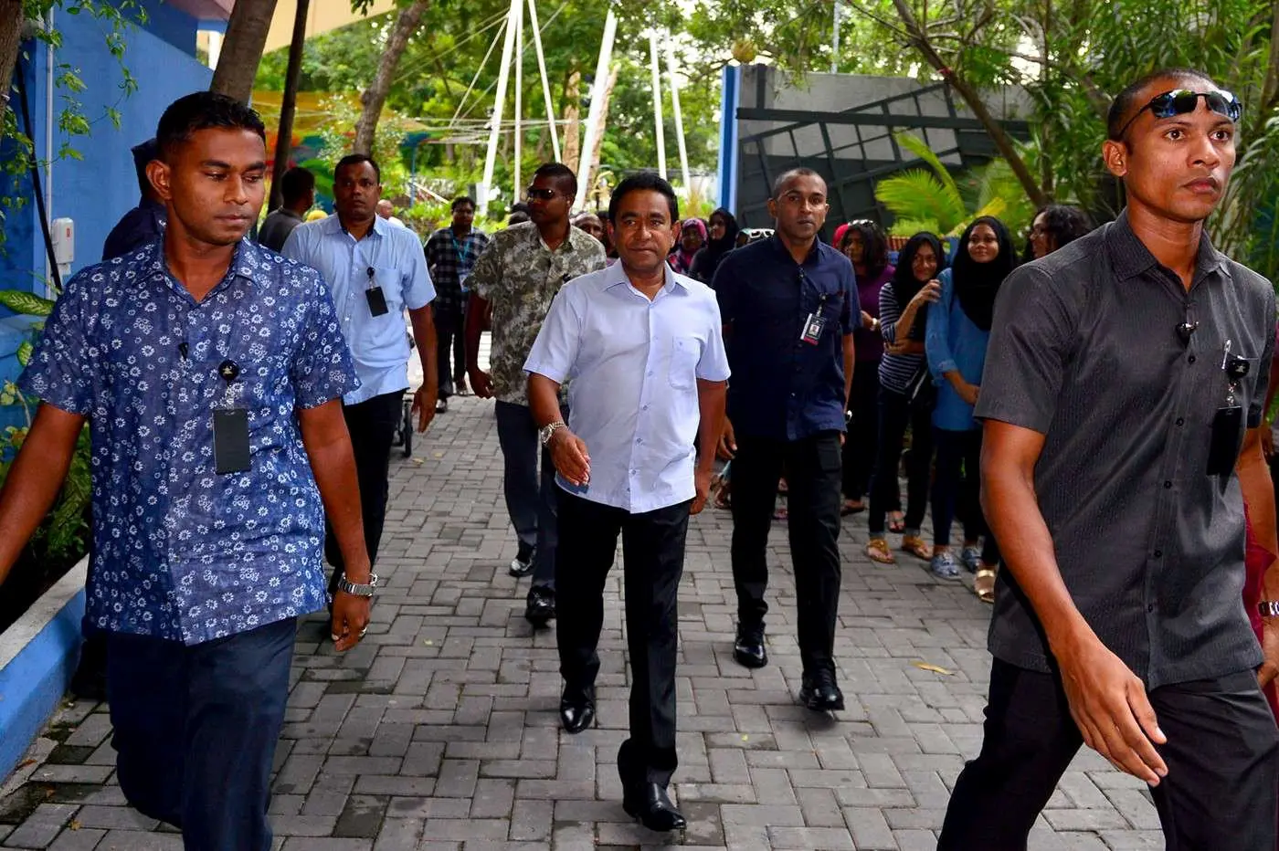 נשיא האיים המלדיביים עבדולה יאמין מצביע בבחירות, 23 בספטמבר 2018