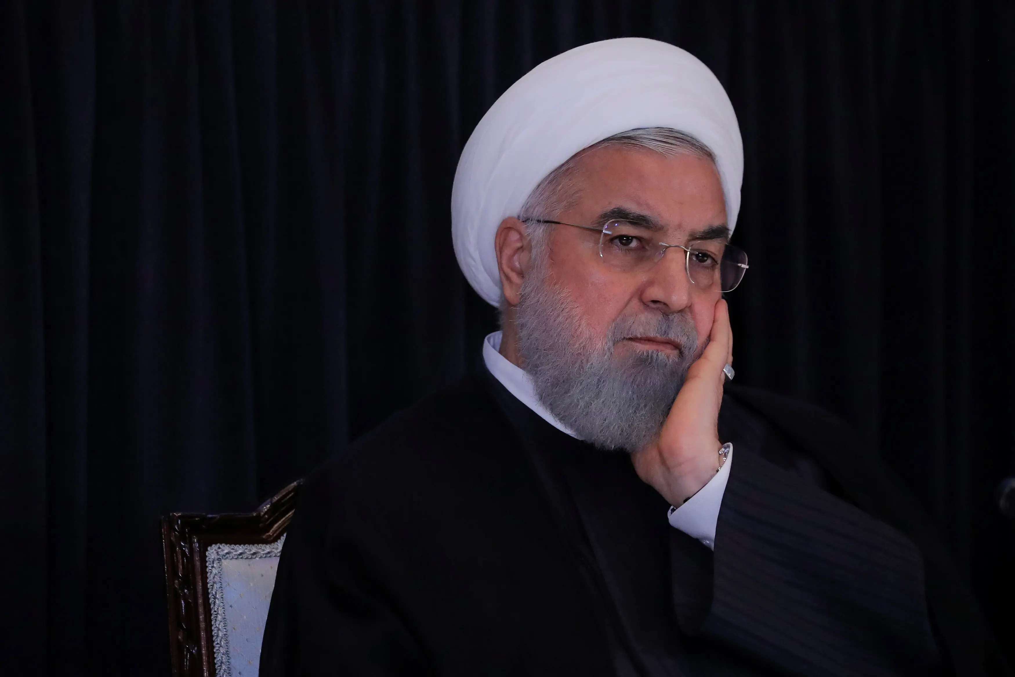 נשיא איראן רוחאני אחרי מסיבת עיתונאים בניו יורק, 26 בספטמבר 2018