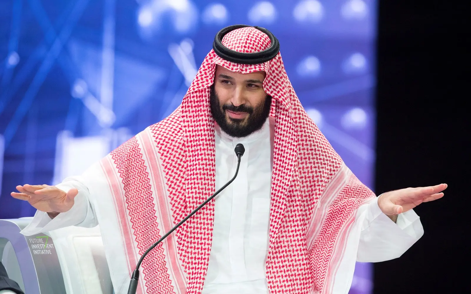 יורש העצר של ערב הסעודית, מוחמד בן סלמאן, בכנס כלכלי בריאד, 25 באוקטובר 2018