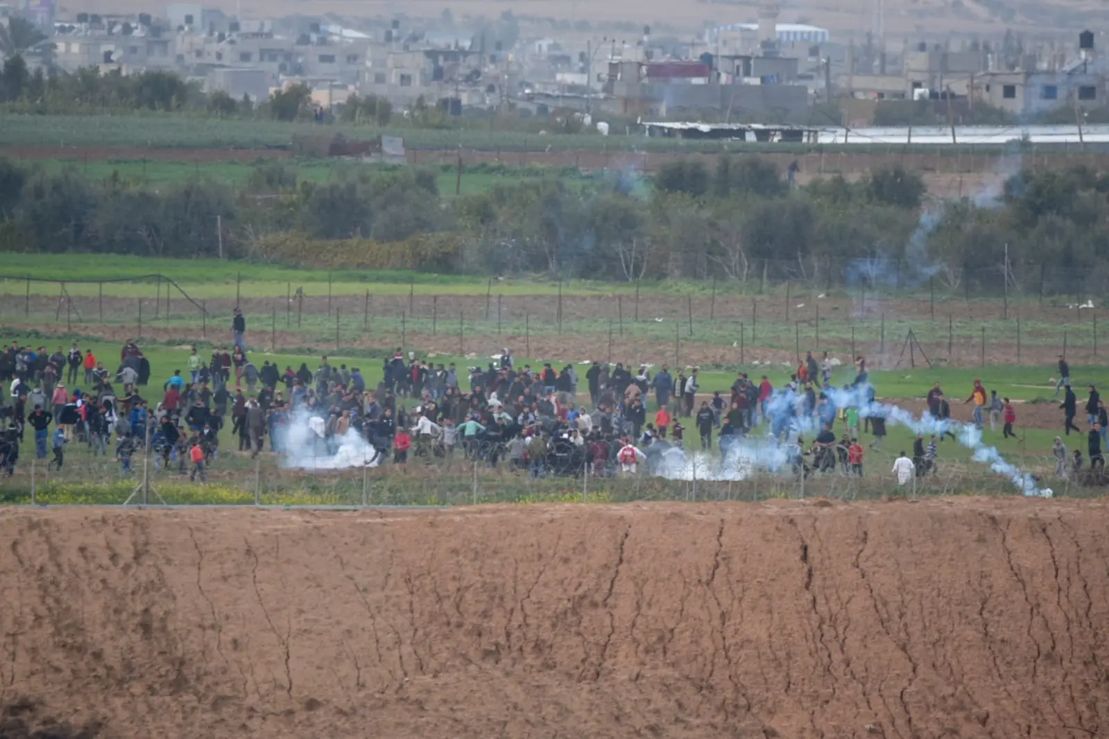 מפגינים פלסטינים בגבול עזה, 1 פברואר 2019