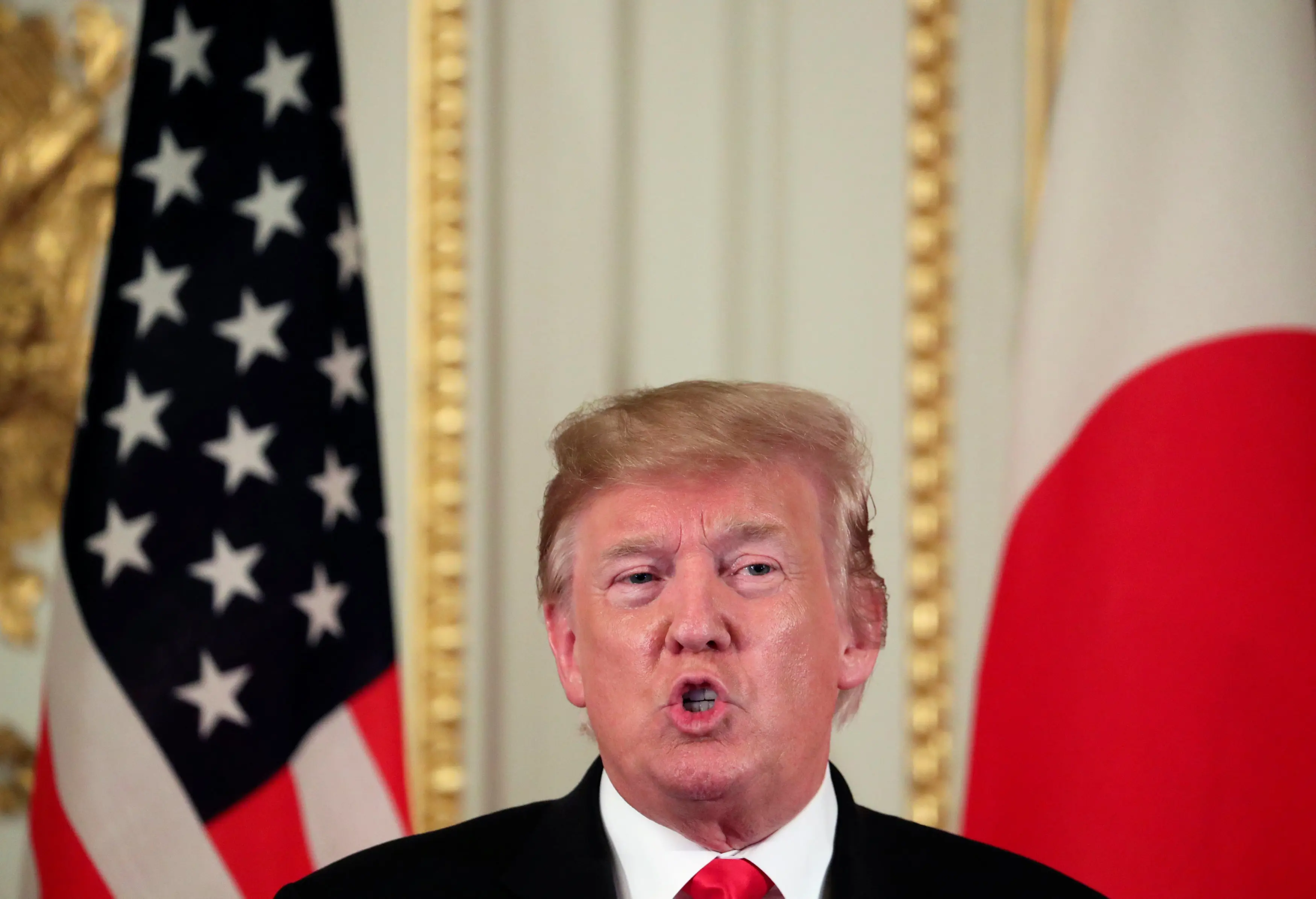 נשיא ארה"ב טראמפ במסיבת עיתונאים בטוקיו, יפן, 27 במאי 2019