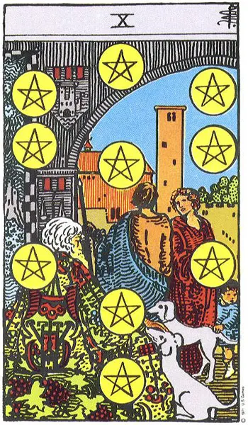 טארוט קלף עשר מטבעות ten pentacles