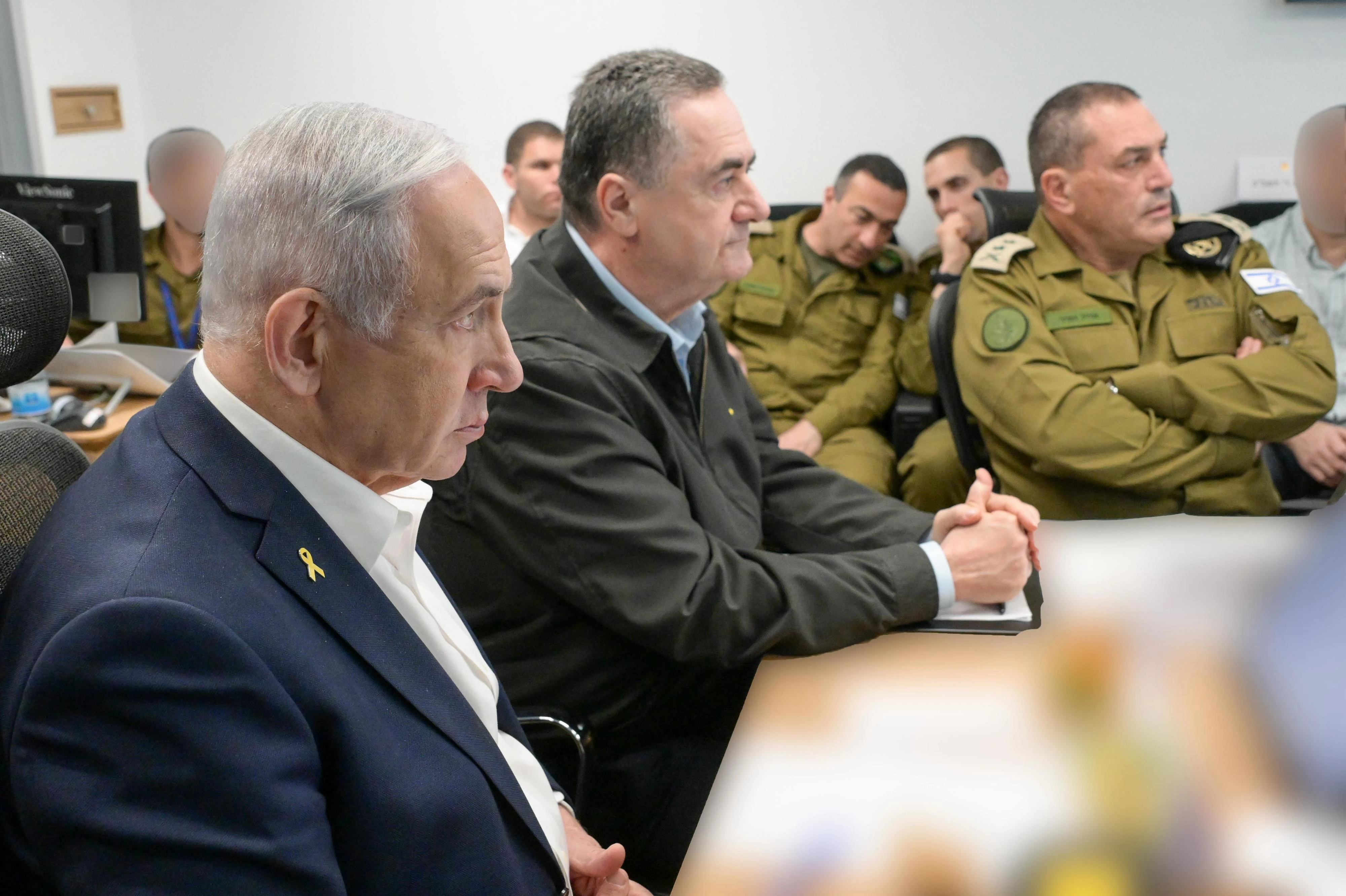 הרמטכ"ל אייל זמיר, שר הביטחון ישראל כ"ץ וראש הממשלה בנימין נתניהו