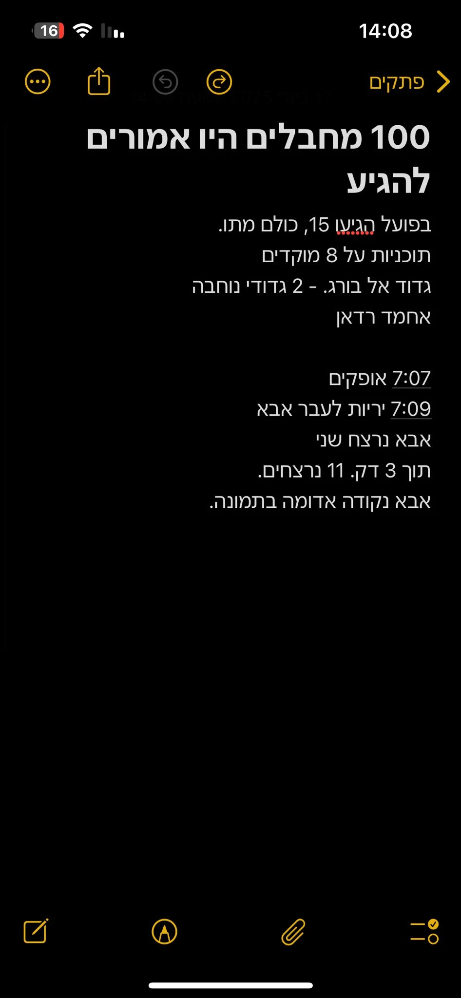 נקודות שרשמה לעצמה עדי זקוטו במהלך הצגת התחקיר הצה"לי