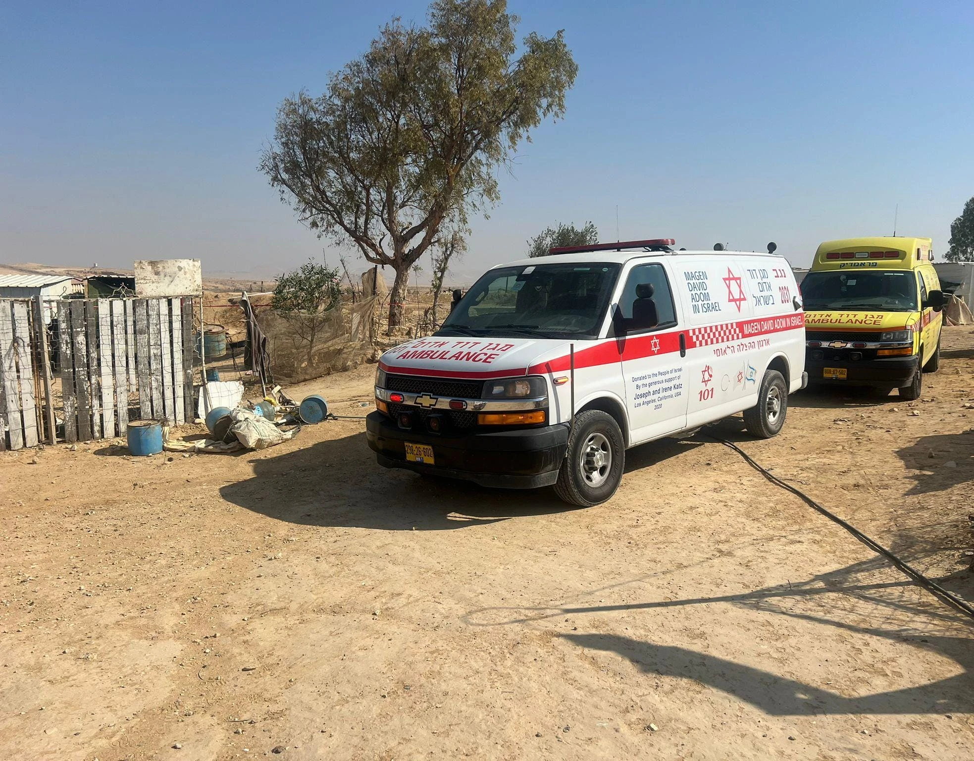 אמבולנס בזירת האירוע בערערה בנגב