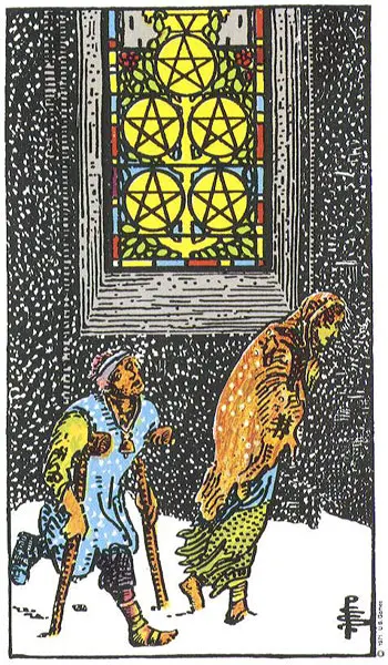 טארוט קלף חמישה מטבעות five pentacles