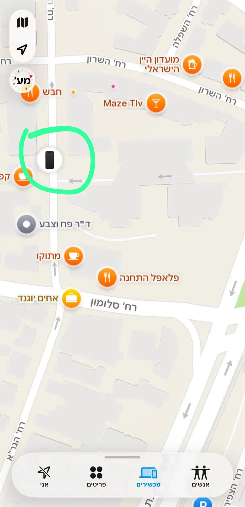 המיקום בו נמצא לאחרונה הנייד של אחיו של נהוראי לייזר