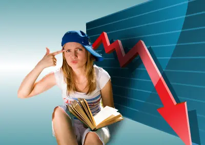 גרף בירידה עם סטודנטית מיואשת
