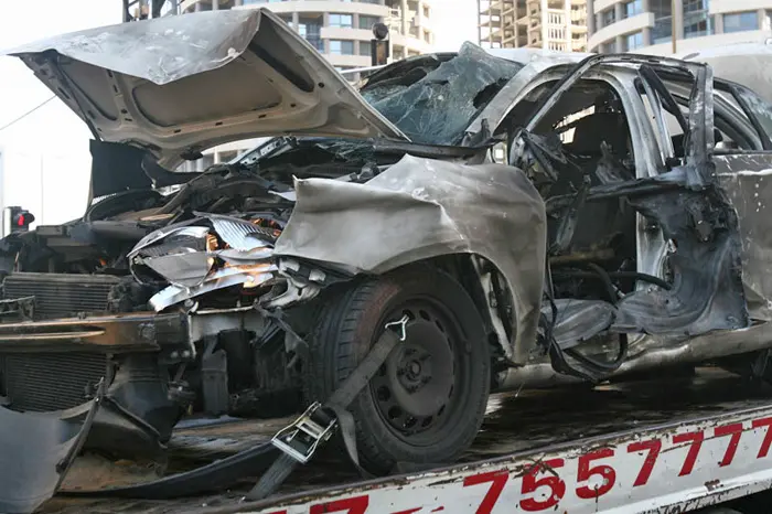 מכוניתו של אלפרון לאחר הפיצוץ, היום