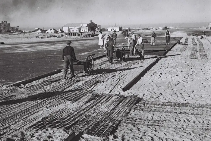 הטיסה הראשונה היתה לביירות. בניית מסלול ההמראה של שדה דב