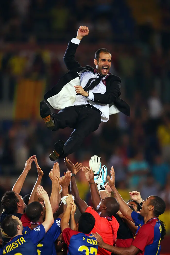פפ גווארדיולה מאמן ברצלונה לאחר זכיה בגמר ליגת האלופות